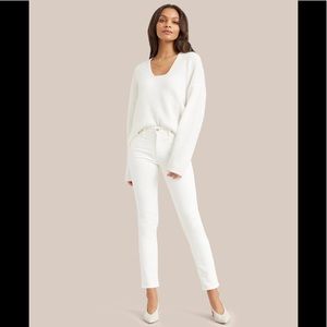 AG ADRIANO GOLDSCHMIED Mari High-Rise Straight Leg Jeans in White-Size 29